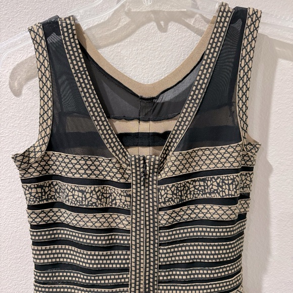 🎉SUPER SALE EVERYTHING MUST GO! Bandage Dress Tan & Beige w Sheer Panels Size L - Picture 8 of 11